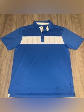 Bobby Jones Royal Blue Polo with White Grid Chest Stripe Size Medium